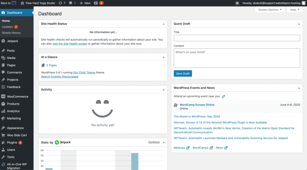 Getting Started With Your E-Commerce Website 8 WordPress Dashboard